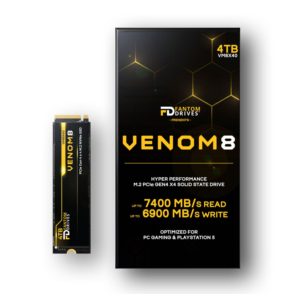 VENOM8 4TB M.2 SSD - Up to 7400MB/s - PCIe NVMe Gen 4x 4 M.2 SSD PS5,  Gaming SSD for PC, Laptop, Video Editing - 3D NAND TLC Internal NVMe SSD  (VM8X40)